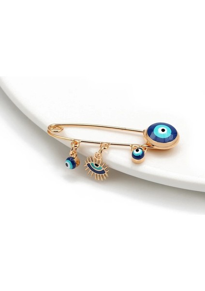 Stil 3 Şanslı Göz Mavi Türk Nazar Broş Pin Kadın Erkek Damlama Yağ Çiçek Taç Yıldız Hamsa El Charm Moda Takı BD52 (Yurt Dışından) modelleri