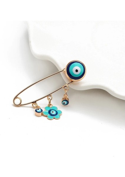 Stil 3 Şanslı Göz Mavi Türk Nazar Broş Pin Kadın Erkek Damlama Yağ Çiçek Taç Yıldız Hamsa El Charm Moda Takı BD52 (Yurt Dışından) fırsatları