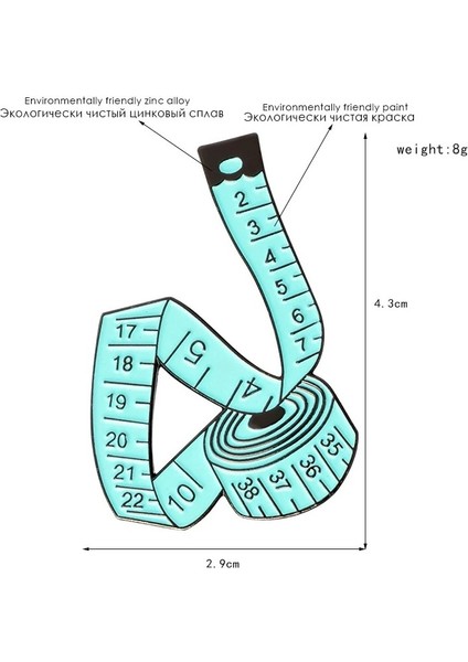 C1485 Karikatür Beyaz Pembe Mavi Cetvel Metal Emaye Rozeti Broş Kadın Giyim Sırt Çantası Moda Kişilik Simgesi Dekorasyon Hediye (Yurt Dışından) modelleri