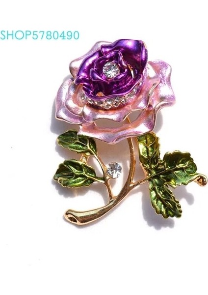 Altın Renk Mor Elegance Çiçek Pin Taklidi Moda Takı Mor Renk Boyalı Gül Broş Altın Renk Zürafa Meme Metal Pin Bayan Giysisi (Yurt Dışından)