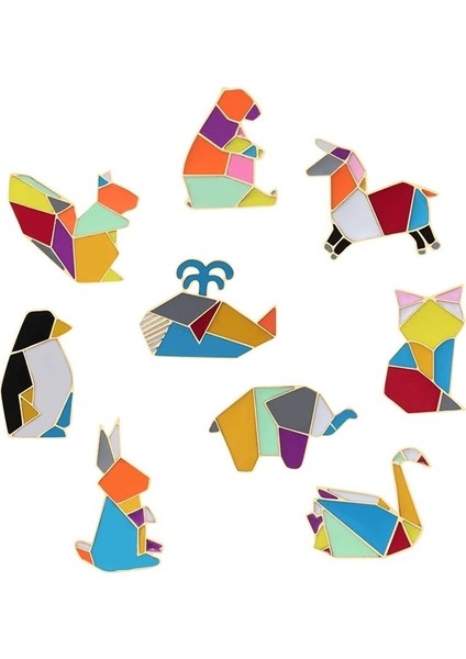 Penguen Moda Origami Vinç Tavşan Penguen Fil Kedi Kaz Balina At Broş Renkli Ekleme Hayvan Emaye Pimleri Rozetleri Takı (Yurt Dışından) fiyatları