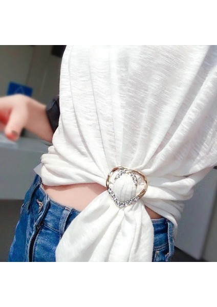 Gümüş Büyük T-Shirt Kalp Eşarp Broş Kristal Ipek Eşarp Toka Broş Şal Yüzükler Klip Atkılar Raptiye Düğümlü Düğme Pin Aksesuarları (Yurt Dışından) fırsatları
