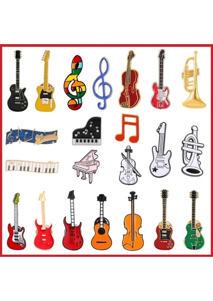 Stil-15 Müzik Bölümü Gitar Keman Tasarım Metal Emaye Broş Karikatür Sevimli Sanat Enstrüman Amblemi Pimleri Takı Giyim Aksesuarları (Yurt Dışından) modelleri