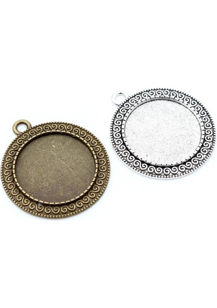 A6-37 Yeni Moda 5 Adet 25MM Iç Boyut Siyah Antik Gümüş Kaplama Bronz Çiçek Basit Stil Cabochon Taban Ayarı Charms Kolye (Yurt Dışından)