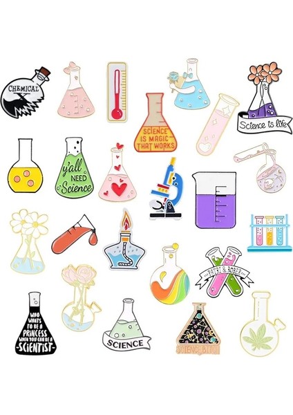 Stil 19 Kimyasal Malzemeleri Emaye Pimleri Özel Beher Mikroskop Test Tüpü Alkol Lambası Bilim Broş Yaka Rozetleri Laboratuvar Takı (Yurt Dışından) fiyatları
