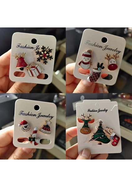 Style-4 3 Adet/takım Merry Christmas Broş Noel Çorap Noel Ağacı Elk Emaye Rozeti Küçük Broş Kadın Moda Parti Takı Hediyeler (Yurt Dışından)