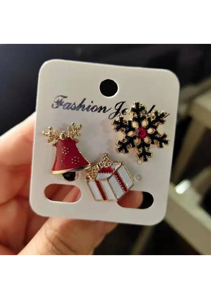 Style-4 3 Adet/takım Merry Christmas Broş Noel Çorap Noel Ağacı Elk Emaye Rozeti Küçük Broş Kadın Moda Parti Takı Hediyeler (Yurt Dışından)