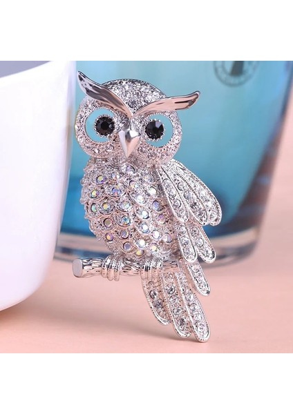 Kahverengi Blucome Vintage Baykuş Broş Korsaj Eşarp Klip Kristal Papağanlar Broş Yaka Pin Broches Takı Kadın Bayan Kazak Şapka Tokaları (Yurt Dışından) fırsatları