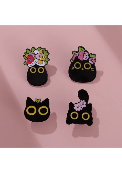 23 Sevimli Siyah Kedi Emaye Broş Kaktüs Bitki Saksı Çiçek Çim Kömür Kedi Karikatür Metal Rozeti Punk Yaka Iğnesi Takı Aksesuarları (Yurt Dışından) modelleri