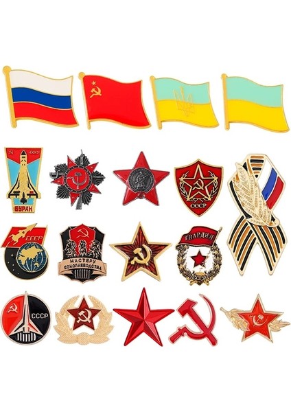 XZ246-6 Rus Bayrağı Broş Şerit Işareti Rozeti Sscb Sembolü Rozeti Vatanseverlik Kızıl Yıldız Zafer Günü Yaka Iğneler Simgesi Sırt Çantası Dekoratif (Yurt Dışından) fırsatları