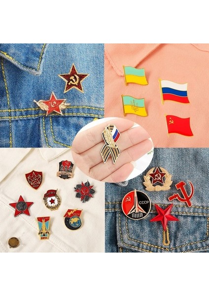 XZ246-6 Rus Bayrağı Broş Şerit Işareti Rozeti Sscb Sembolü Rozeti Vatanseverlik Kızıl Yıldız Zafer Günü Yaka Iğneler Simgesi Sırt Çantası Dekoratif (Yurt Dışından) indirimleri