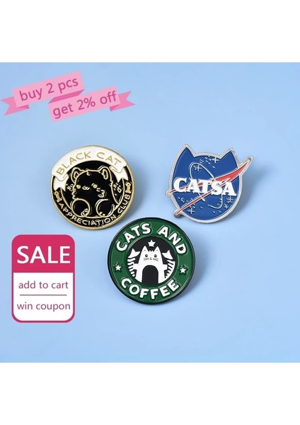 Style2 Kediler Kulübü Emaye Pin Kedi Gezegen Ay Cafe Paw Rozeti Özel Yavru Broş Yaka Pin Kot Gömlek Çanta Sevimli Hayvan Figürlü Mücevherat Hediye (Yurt Dışından)