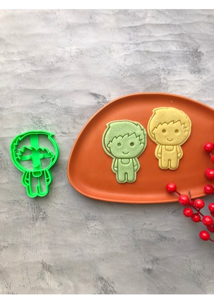 2'li Erkek Çocuk Hamur Şekillendirici/kurabiye, Seramik, Oyun Hamuru, Karışık Renk 6x9 cm