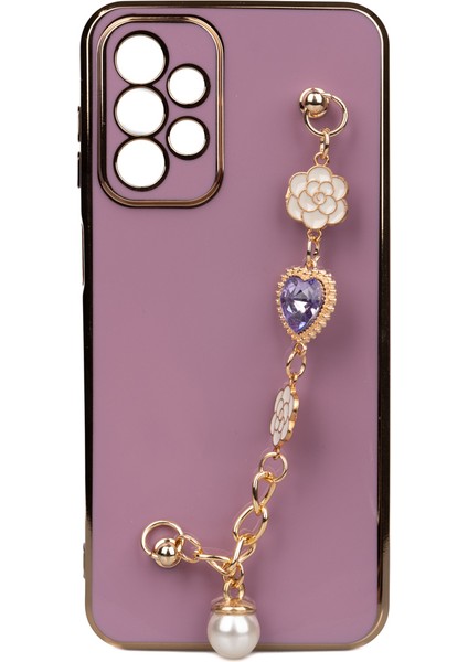 Galaxy A23 Kılıf El Tutamaçlı Kamera Korumalı Zore Taka Silikon Kapak-Mor