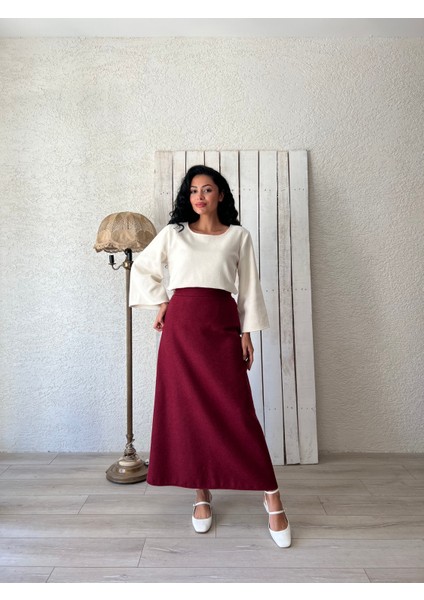 Bordo Uzun Kaşe Etek fiyatları
