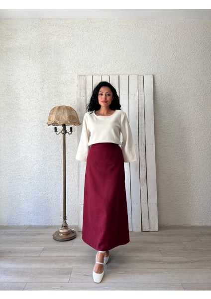Bordo Uzun Kaşe Etek fırsatları