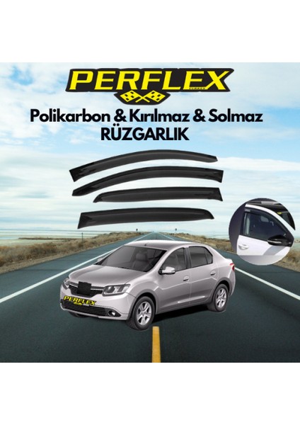 Perflex Polikarbon Kırılmaz Rüzgarlık V2 Düz Renault Symbol 2013+