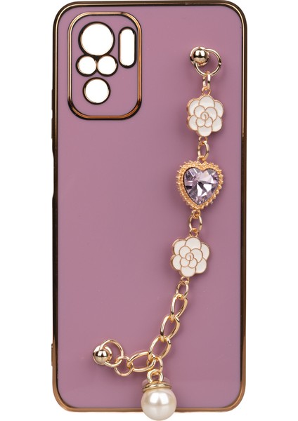 Xiaomi Poco M5S Kılıf El Tutamaçlı Kamera Korumalı Zore Taka Silikon Kapak-Mor