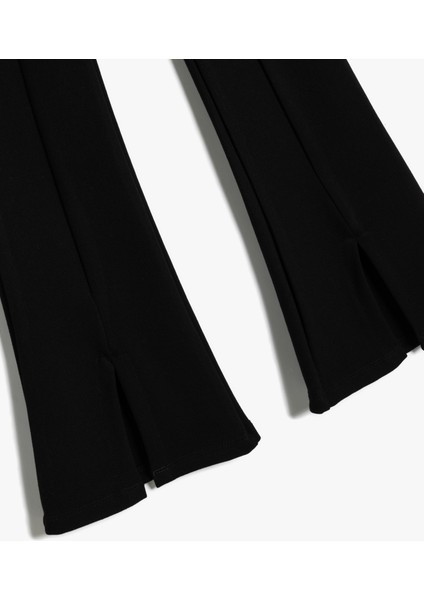 Fermuar Detaylı Beli Lastikli Ispanyol Paça Pantolon