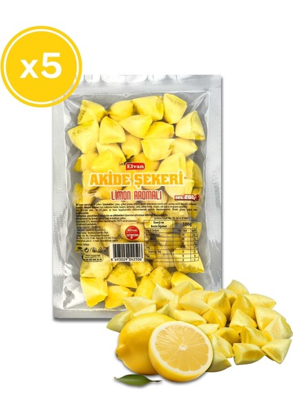 Limon Aromalı Akide Şekeri 200 gr (5 Adet)