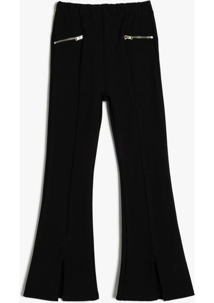 Fermuar Detaylı Beli Lastikli Ispanyol Paça Pantolon