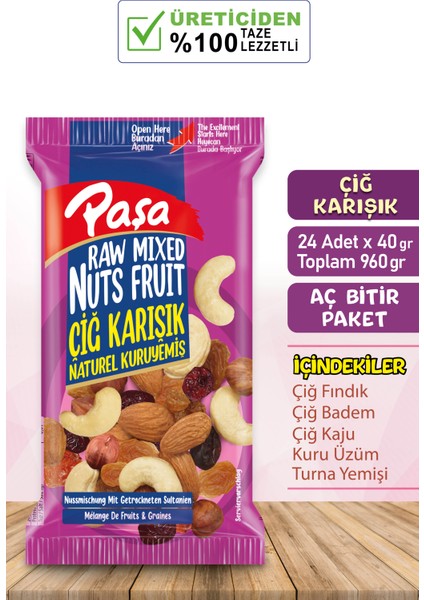 Paşa Kuruyemiş Çiğ Karışık Naturel Kuruyemiş 40 gr x 24 Adet (Toplam 960 Gr)