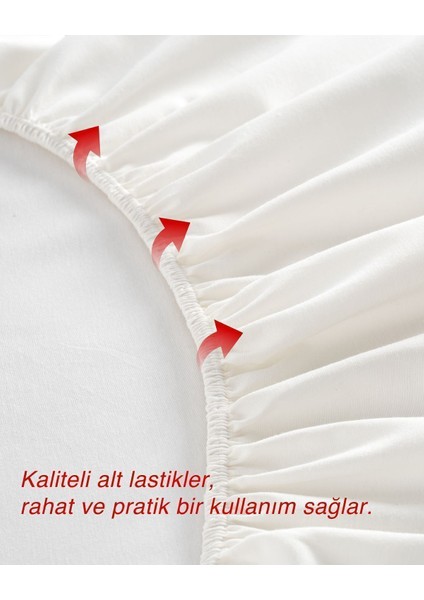 Krem Renkli Lastikli Çift Kişilik Çarşaf Takımı (Pamuklu Nevresim Kumaşı, Yastık Kılıflı) 7 Farklı Ebat fırsatları