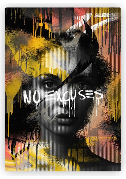 No E x cuses Bahane Yok Mazeret Yok Modern Sanat Ahşap Poster 20 x 29 cm