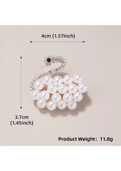 Zarif Beyaz Incili Kuğu Broş fiyatları