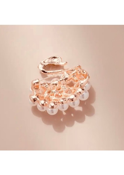 Zarif Beyaz Incili Kuğu Broş modelleri