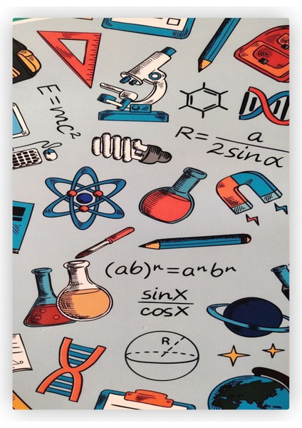 Laboratuvar Malzemeleri Formüller Bilim Kimya Matematik Ahşap Poster 20 x 29 cm