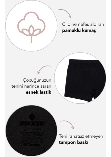 Erkek Çocuk Pamuklu Havlu Bel Düz Klasik Boxer 3'lü Paket Siyah modelleri