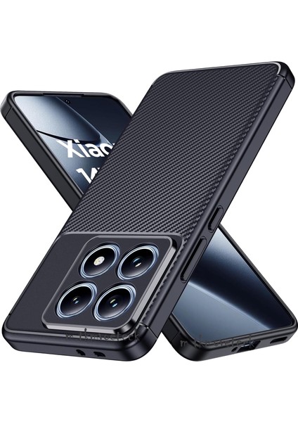 Xiaomi Mi 14T Pro Kılıf Kamera Çıkıntılı Karbon Desenli Uzun Ömürlü Renk Atmaz Koruyucu Silikon