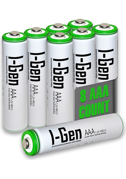 I-Gen G890 8'li Pil Şarj Aleti + 8 Adet AAA 900 mAh Şarj Edilebilir AAA İnce Şarjlı Kalem Pilli Set 1.2V Ni-MH