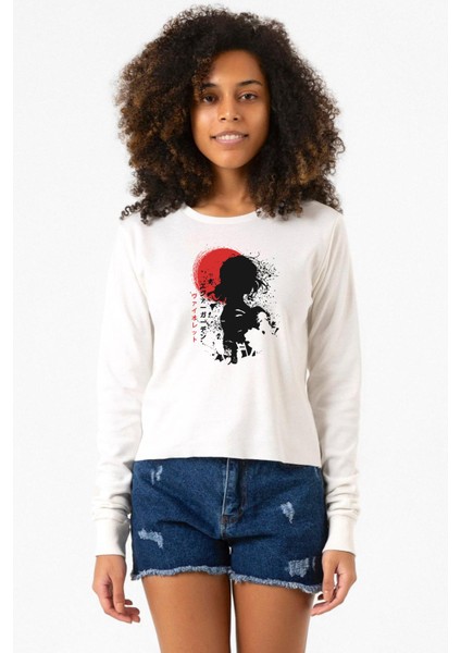 Violet Evergarden Anime Dark Poster Ekru Ekstra Uzunkol Sweatshirt