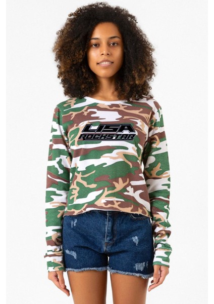 Lisa Rockstar Kamuflaj Ekstra Uzunkol Sweatshirt