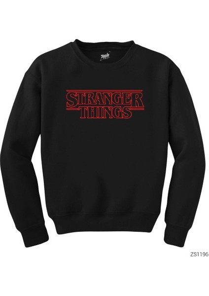 Stranger Things Logo Outline Siyah Sweatshirt