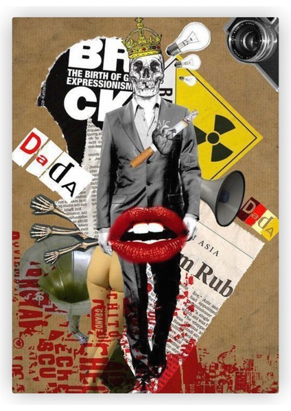 Kral Kuru Kafa Dada Dadaizm Ahşap Poster 20 x 29 cm