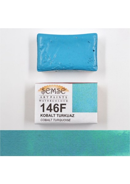 146F Kobalt Turkuaz El Yapımı Suluboya Tam Tava