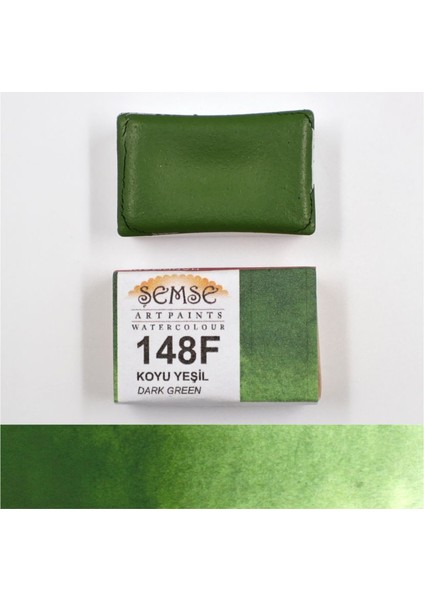 148F Koyu Yeşil El Yapımı Suluboya Tam Tava