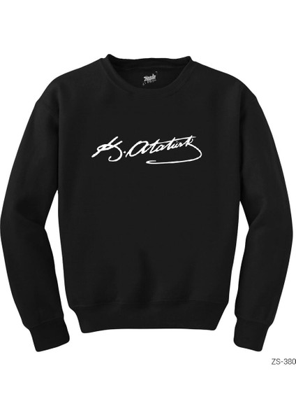 Mustafa Kemal Atatürk Imza Siyah Sweatshirt