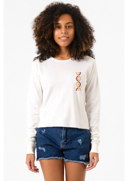 Sarı Kırmızı Dna Ekru Ekstra Uzunkol Sweatshirt
