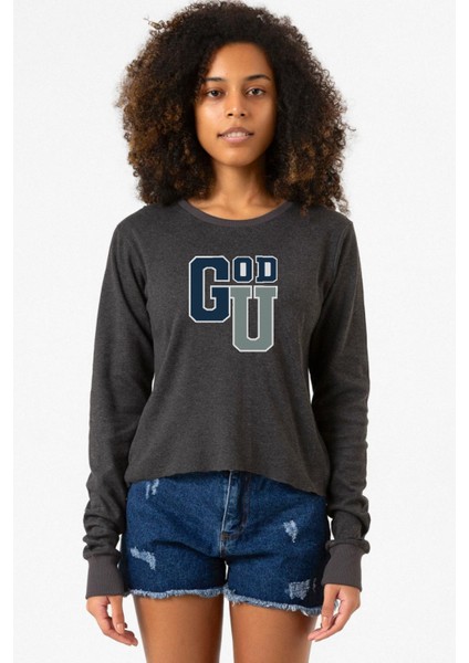 Gen V Godolkin University Abbreviation Füme Ekstra Uzunkol Sweatshirt