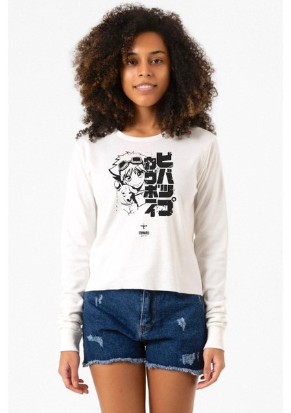 Cowboy Bebop Vintage Ein And Ed Ekstra Uzunkol Sweatshirt Ekru