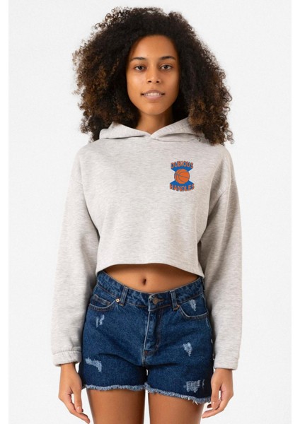 Dubious Handles Logo Grimelanj Kadın Crop Kapşonlu