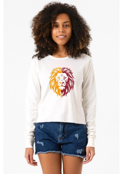 Sarı Kırmızı Leon Ekru Ekstra Uzunkol Sweatshirt