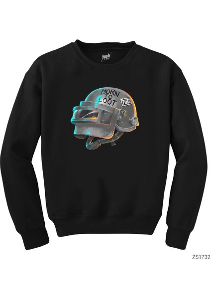 Pubg Level 3 Helmet Born To Loot Siyah Sweatshirt