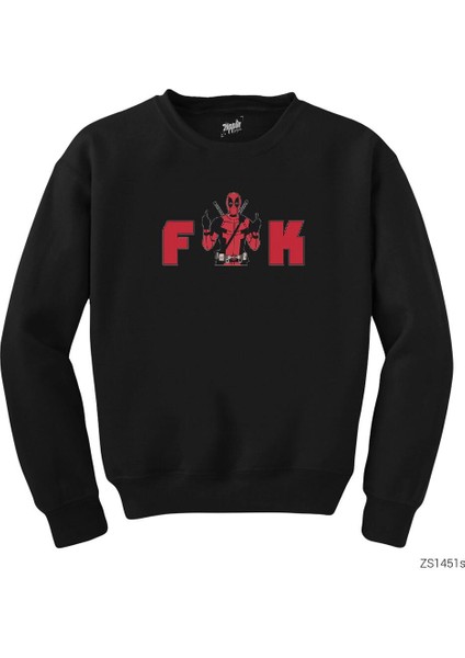 Deadpool Fuk Siyah Sweatshirt