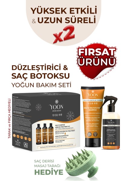 3'lü Uzun Süren Düzleştirici & Saç Botoxu Kiti, Tuzsuz Şampuan 250ML Saç Spreyi 250ML Saç Bakım Seti