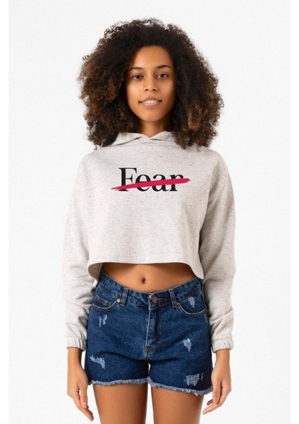 Rolling Quartz Fearless Beyaz Kırçıllı Kadın Crop Kapşonlu